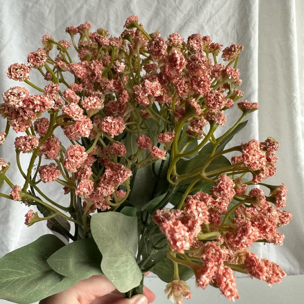 Pink Artificial Flower Bunch with Greenery – Faux Floral Home Décor